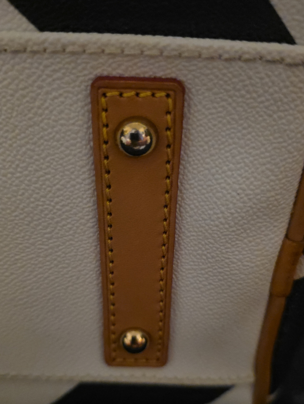 Dooney & Bourke Structured Chevron Satchel Bag - Black & White with Tan Trim - Picture 8 of 12